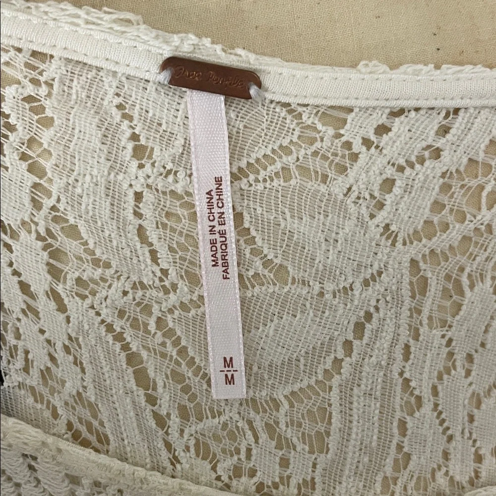 Free People Elegant Cream Lace Dress Size Medium - Picture 3 of 4